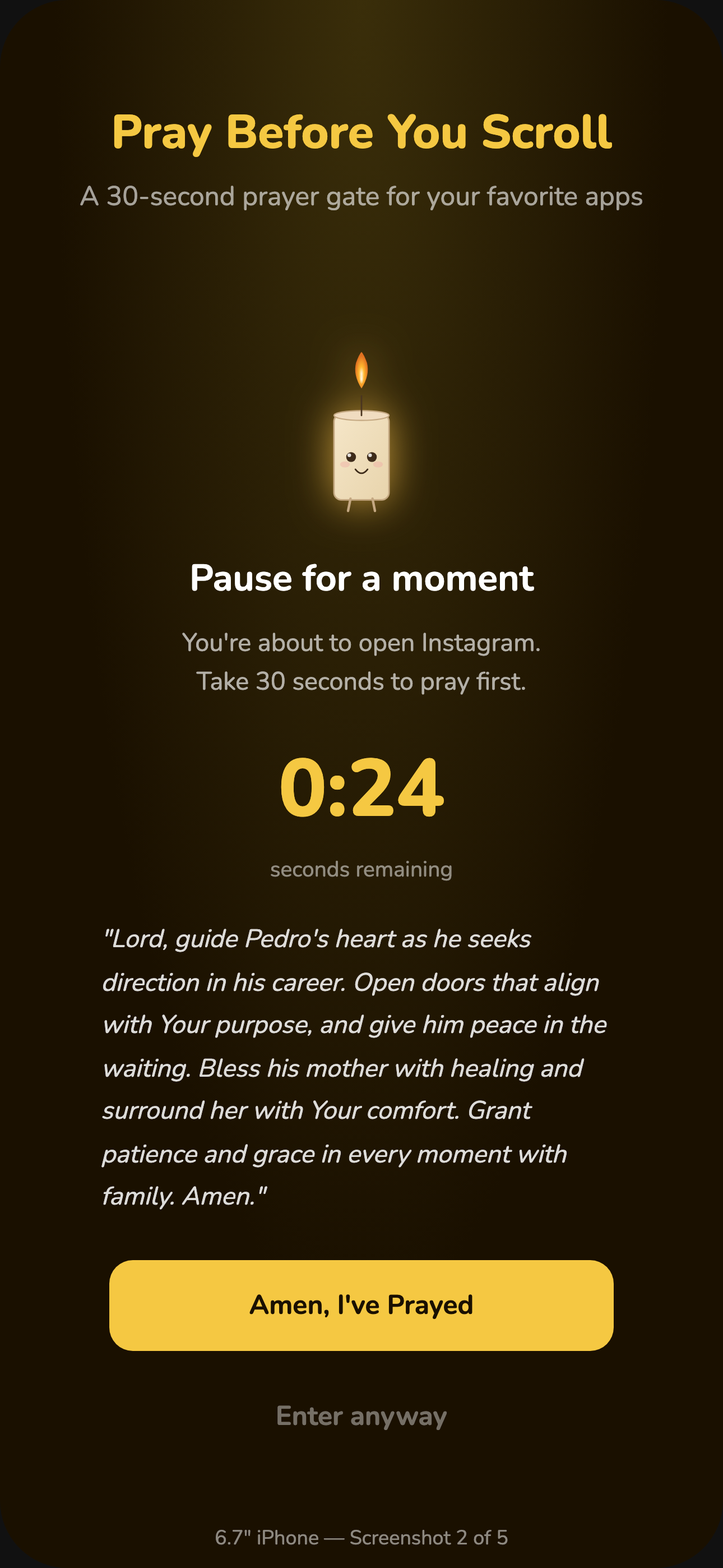 Prayer gate before apps unlock